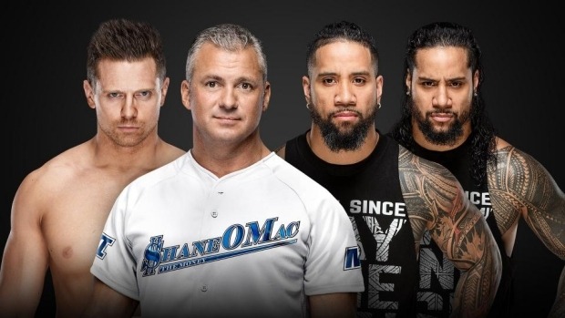WWE SmackDown Tag Team Championship- Shane McMahon and Miz (C) vs The Usos