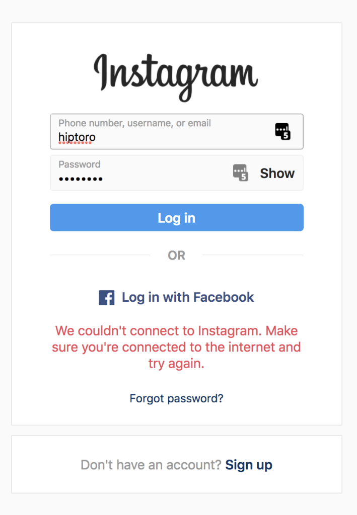 Users are unable to login to Instagram