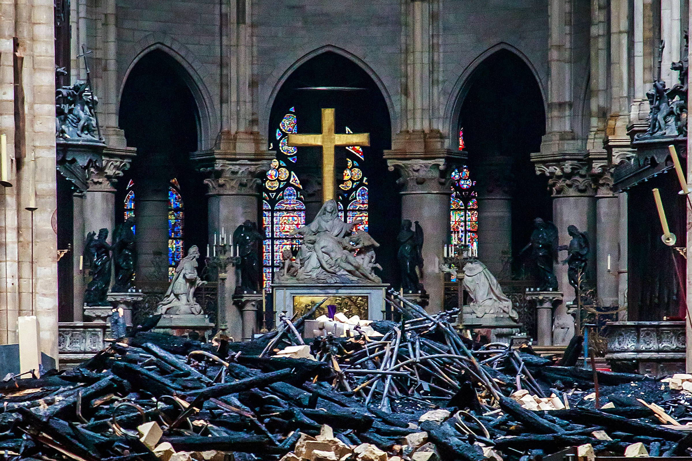 Notre Dame Cathedral of Paris blazes up in the fire
