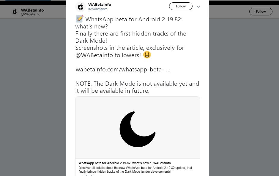 Whatsapp dark mode tease