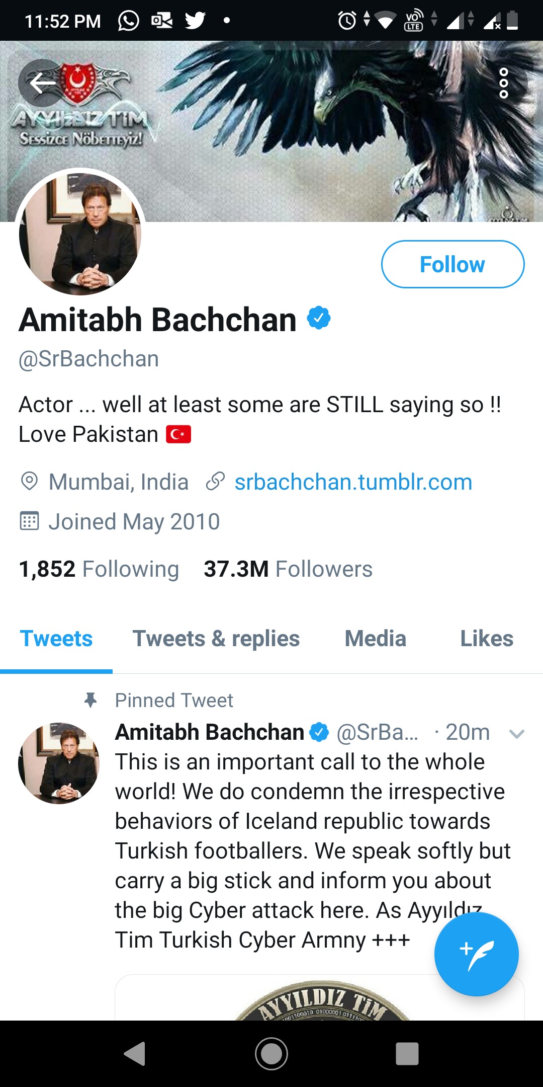 Amitabh Bachchan Twitter hacked tweet