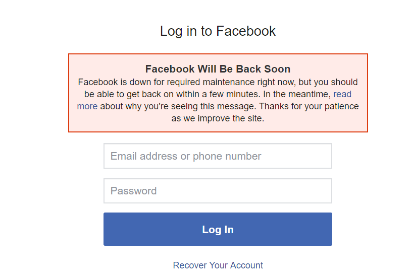 Facebook down hacked
