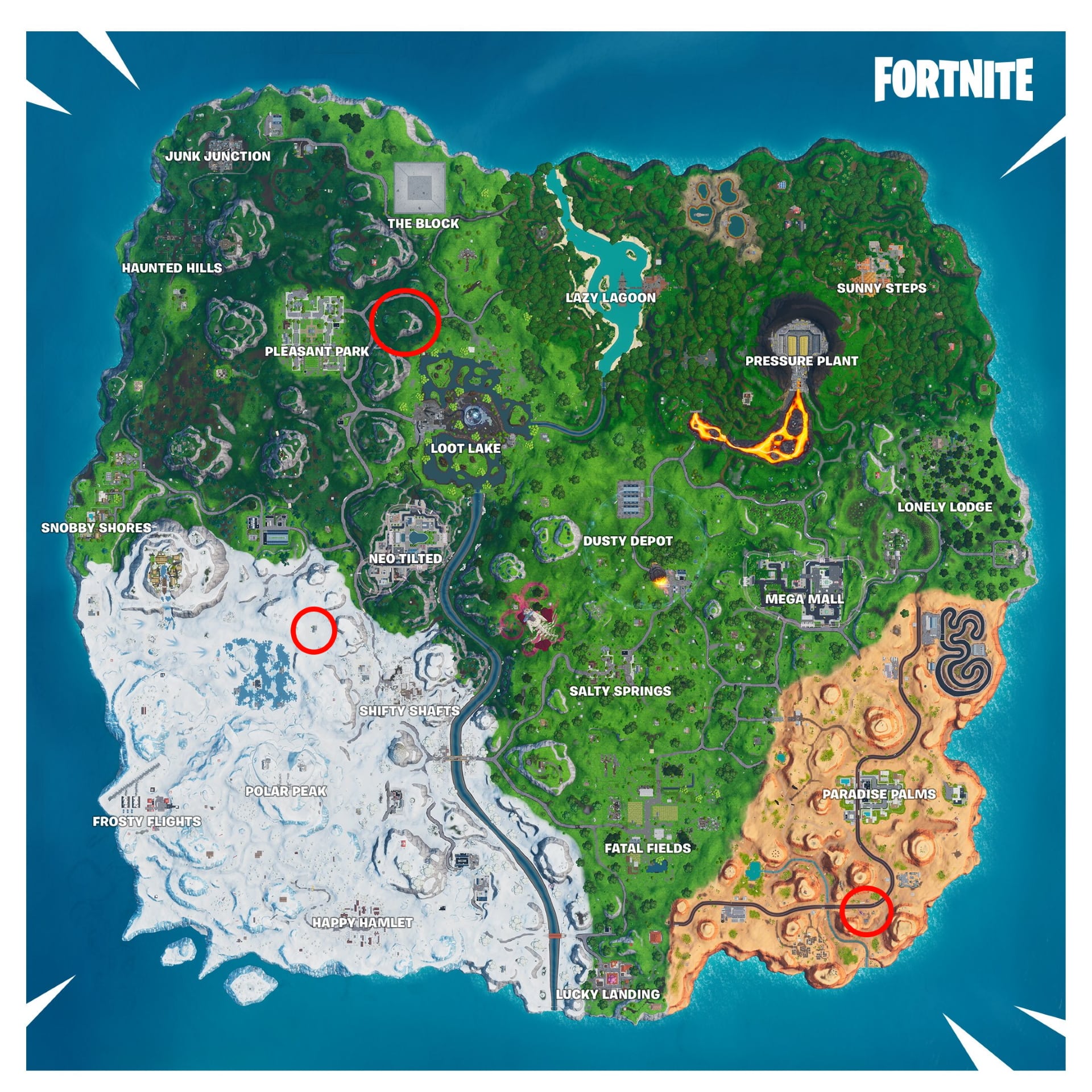 Fortnite Road Trip Challenge Stop Signs Map