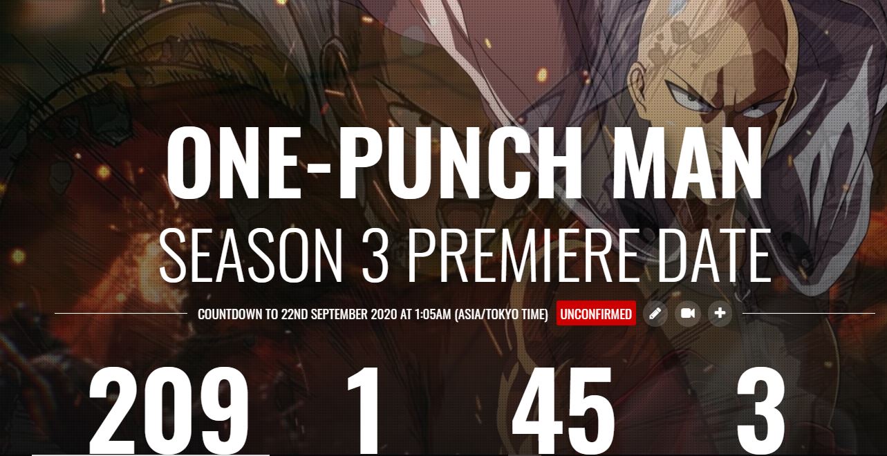 One Punch Man Season 3 Release Date Countdown
